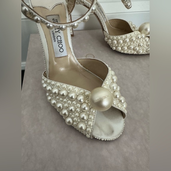 Jimmy Choo Sacora 100MM Embellished Sandals Size 37 - Picture 5 of 15
